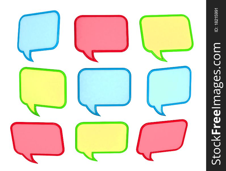 3d colored speech bubbles on white background