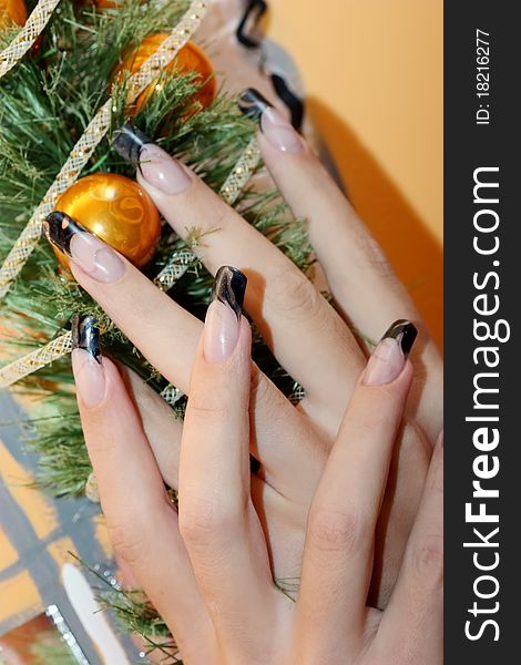 Beautiful nails and Christmas tree. Beautiful nails and Christmas tree