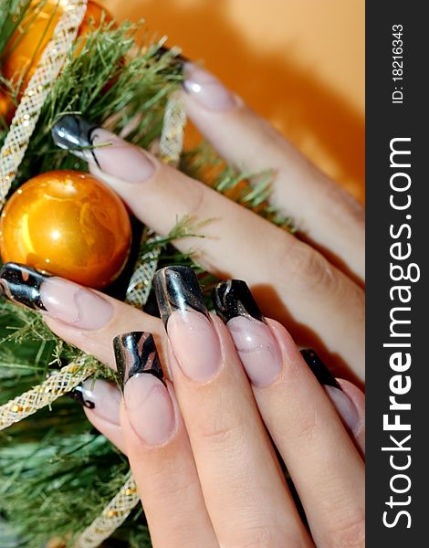 Beautiful nails and Christmas tree. Beautiful nails and Christmas tree