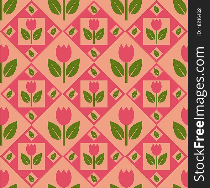 Cute colorful pattern with tulips. Cute colorful pattern with tulips