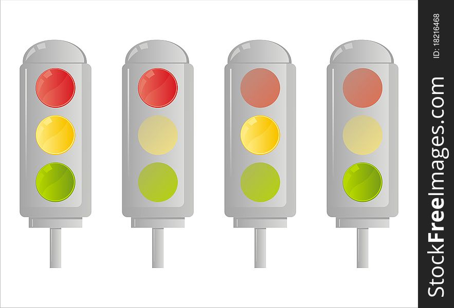 Set of 4 traffic lights