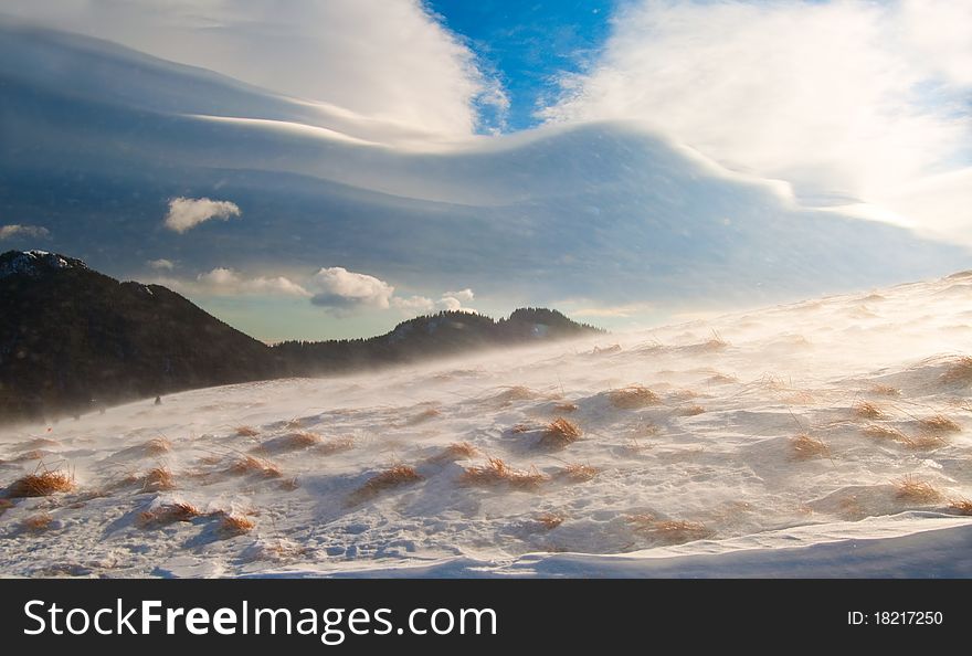Snow storm in Ciucas mountains