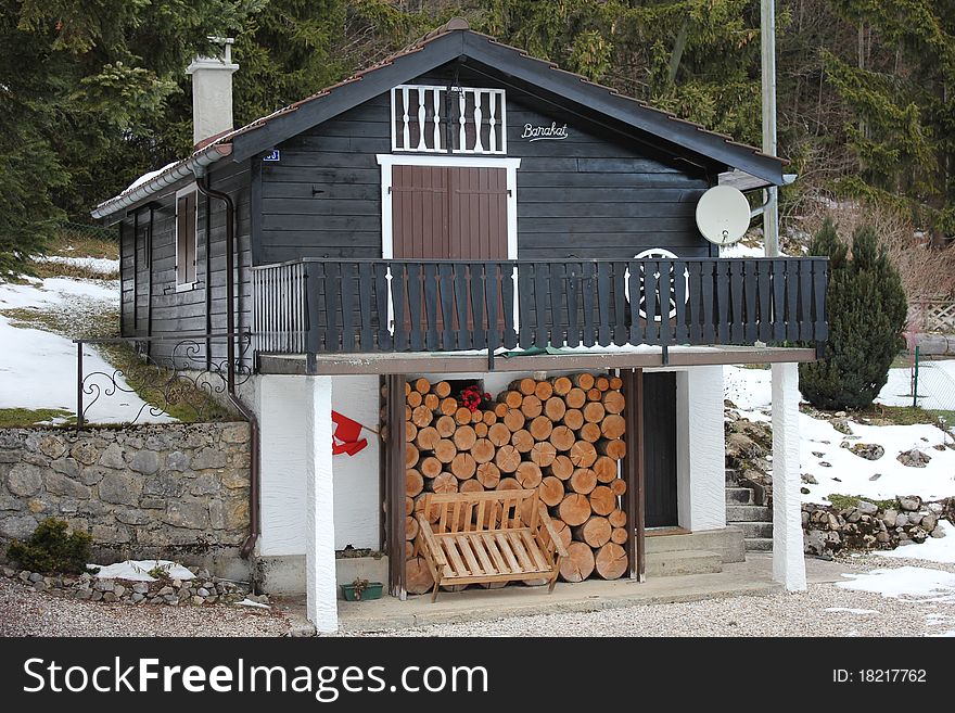 Chalet in mountain and snow. Chalet in mountain and snow