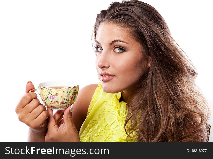 Woman With Fresh Cup Of Tea