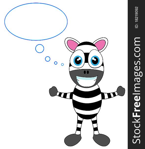 Vector illustation of a cute zebra in thought. No gradient