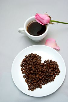 Cup Of Coffee With Heart From Coffee Beans Stock Images Cup Of Coffee With Heart From Coffee Beans Stock Images