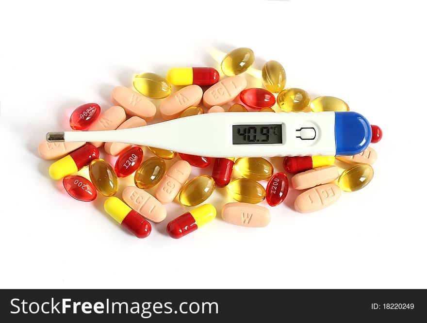 Digital thermometer on pills and tablets