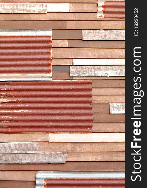 Mixed wall, zinc and wood background