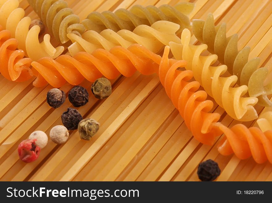 Pasta and fresh vegetables close up