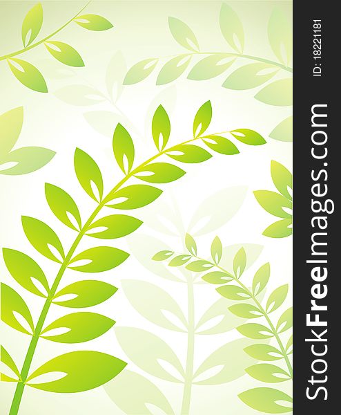 Vector background with plants with green foliage