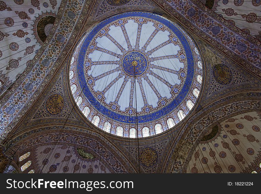 Interior view of the Blue Mosque dome, Istanbul. Interior view of the Blue Mosque dome, Istanbul