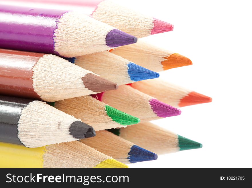 Colorful of Crayon on white background