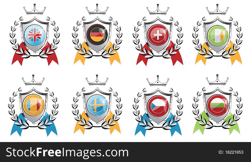 Coats of arms shield flags