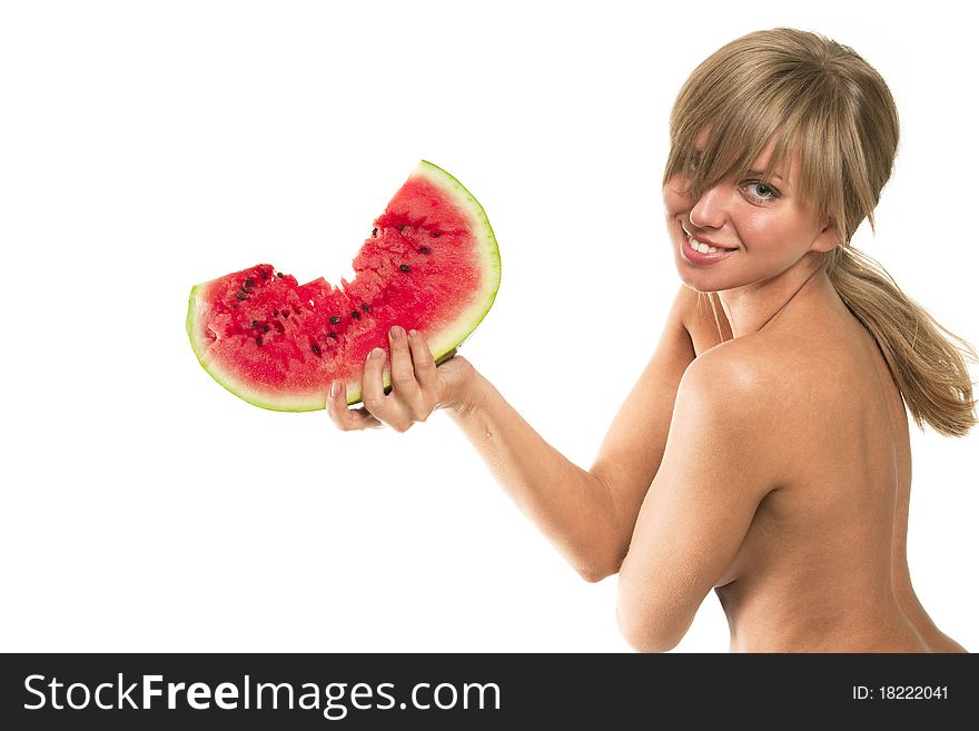 Woman with the water melon