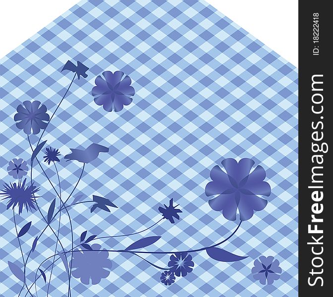 Abstract floral blue checked background. Abstract floral blue checked background