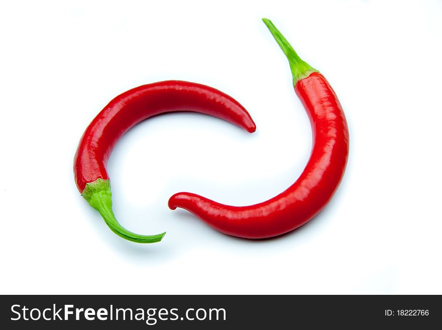 Red hot chili pepper on a white background