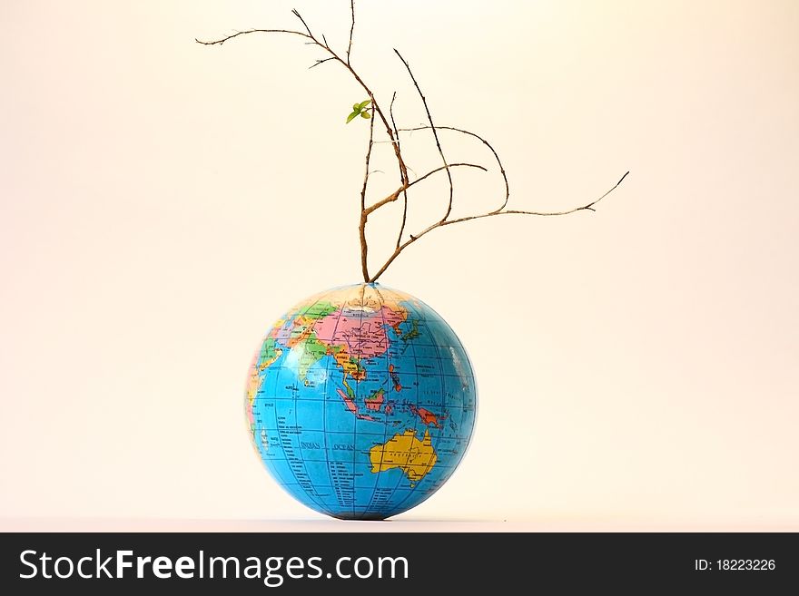 Death tree on globe represent crisis of nature. Death tree on globe represent crisis of nature