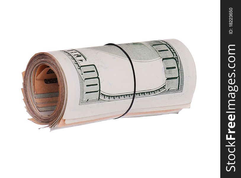 Roll of banknotes isolated on a white background