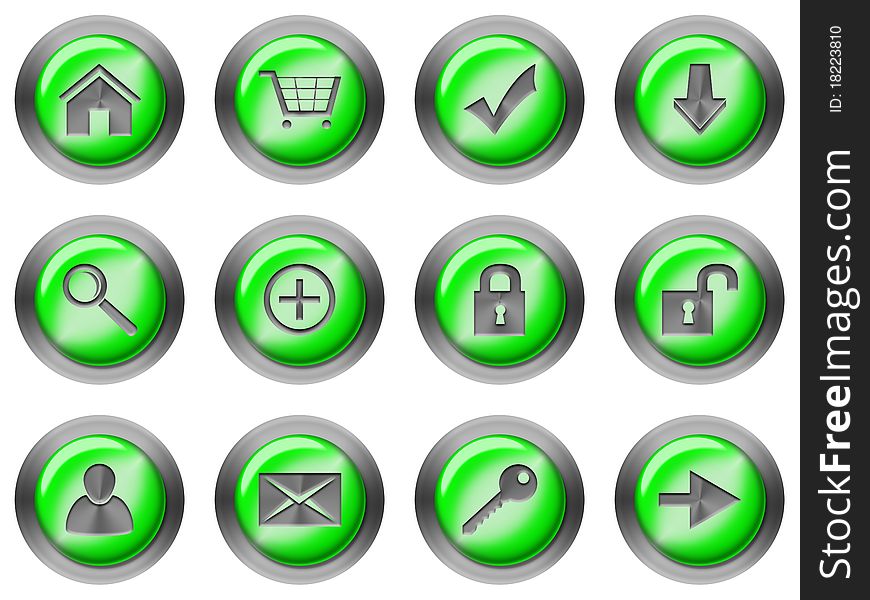 Set of green buttons for website. white background for easy clipping. Other colors available. Set of green buttons for website. white background for easy clipping. Other colors available