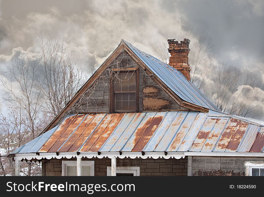 Old House in the Country in Winter