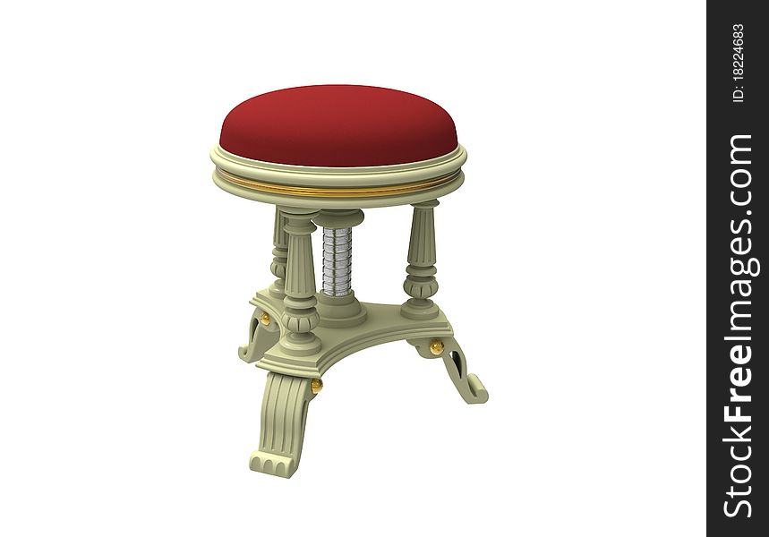 Low stool with soft sitting on a white background