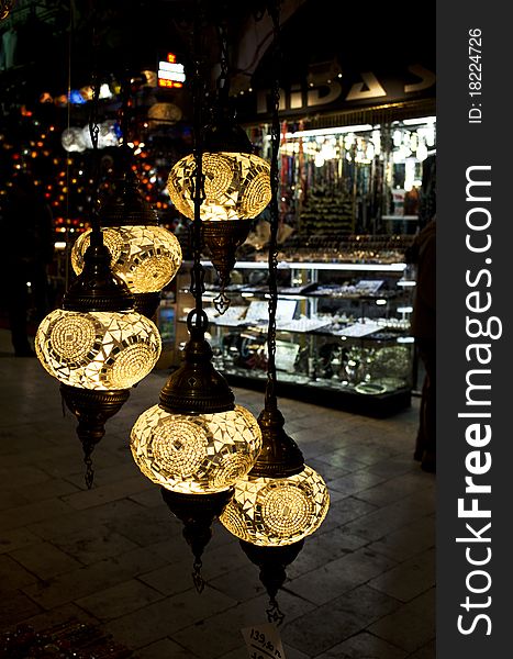 Turkish lanterns souvenirs on display in Grand Bazaar, Istanbul, Turkey. Turkish lanterns souvenirs on display in Grand Bazaar, Istanbul, Turkey