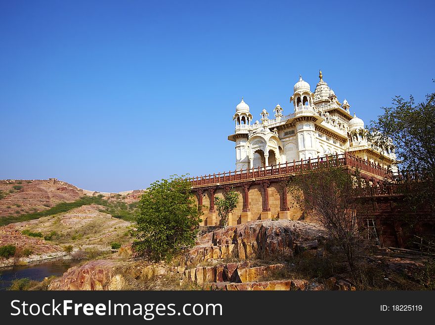 Jain temple with a view in India. Jain temple with a view in India