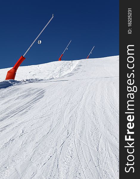 Snowmaker on a ski track