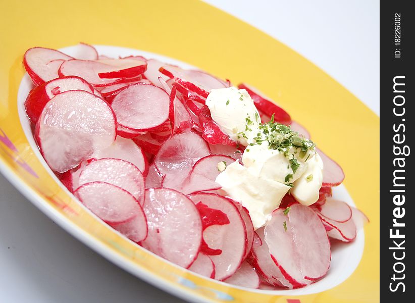 A fresh salad of red radish