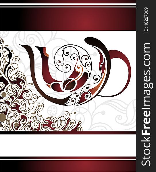 Vector Floral  Illustration Of Coffee Cup Design