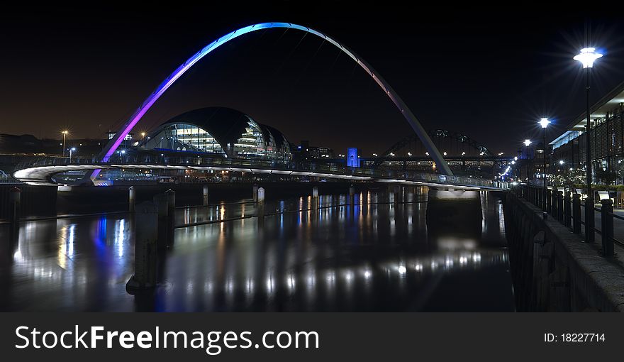 Photograph of the Quayside at Newcastle/Gateshead taken at night time. Photograph of the Quayside at Newcastle/Gateshead taken at night time.