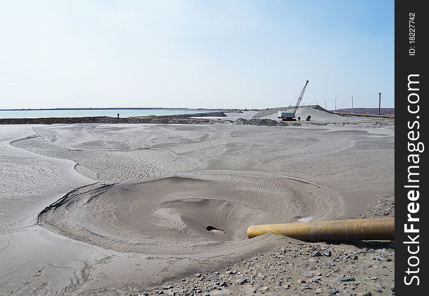 Drain pipe at the industrial waste area of the steel manufacture