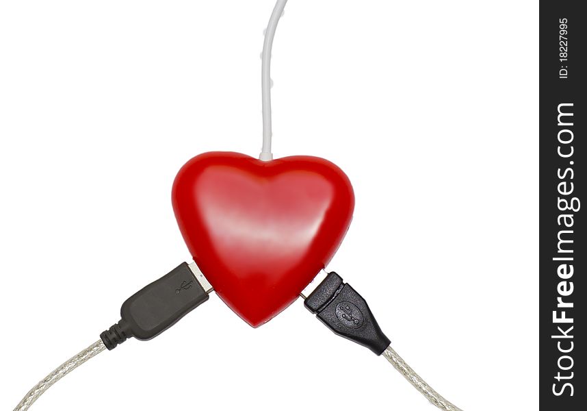 Red plastic heart USB flash drive