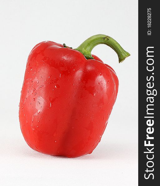 Big red paprika isolated on white background