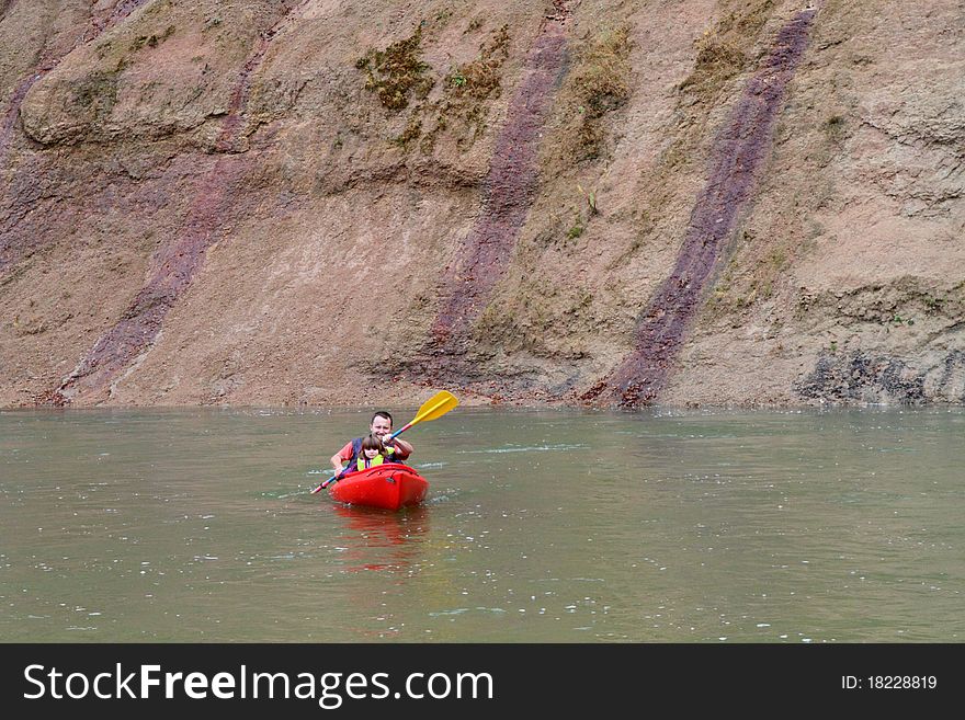 Daughter and father canoeing in the Niobrara National River. Daughter and father canoeing in the Niobrara National River