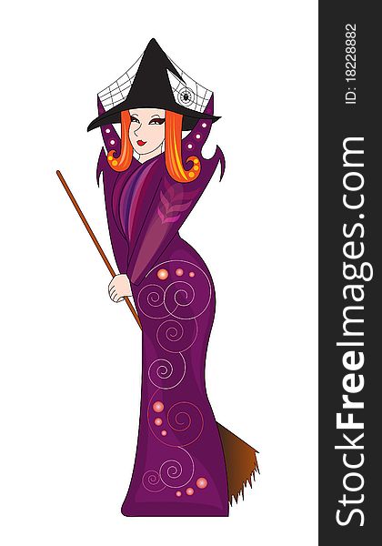 Vector illustration of a witch. Vector illustration of a witch