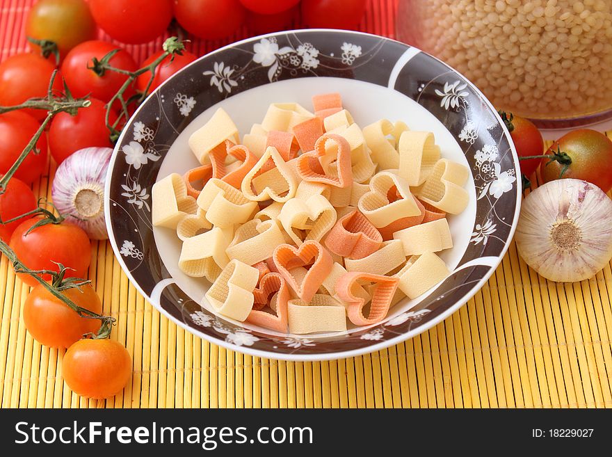 Some heart noodles in a bowl