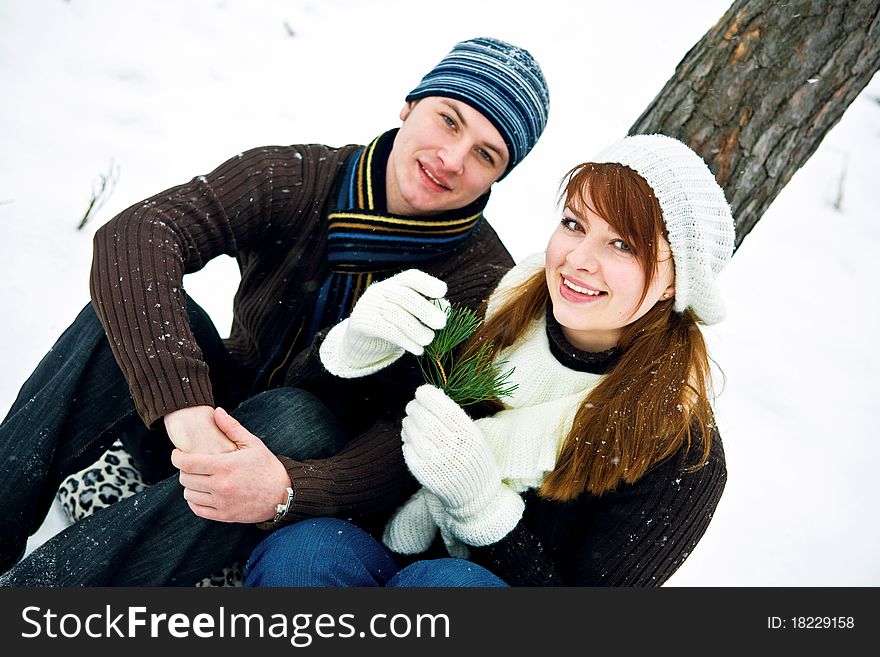 Couple in love in forest