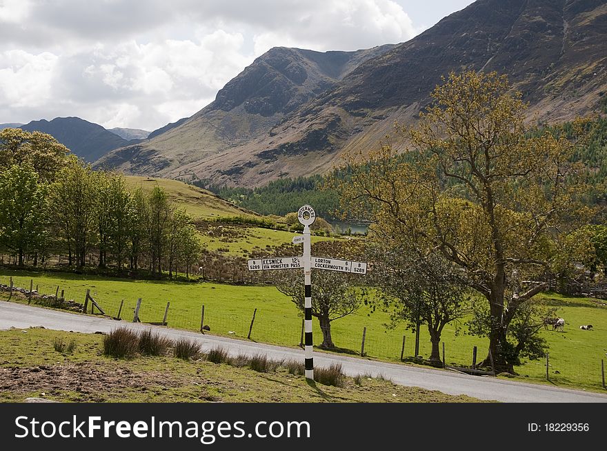 Road sign in Buttermere, the Lake District