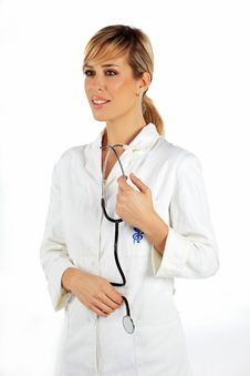 Nurse Standing And Holding Her Stethoscope Royalty Free Stock Images Nurse Standing And Holding Her Stethoscope Royalty Free Stock Images