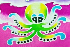 SQUID PATTERN ON BATIK Royalty Free Stock Photo SQUID PATTERN ON BATIK Royalty Free Stock Photo