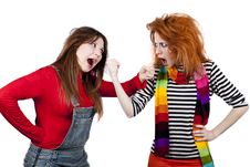 Two Funny Angry Girls. Stock Images Two Funny Angry Girls. Stock Images