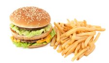 Cheeseburger With Fries Stock Photos