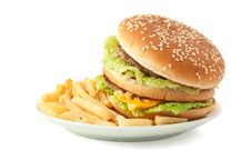 Cheeseburger With Fries Stock Image