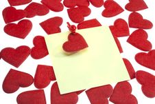 The Post It W Clothes Pin And Valentine`s Heart Stock Photos