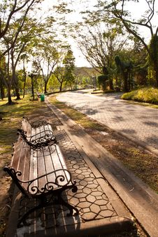 Bench In Park At Sunset Stock Image Bench In Park At Sunset Stock Image