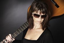 Woman With Guitar On Shoulders. Stock Photos Woman With Guitar On Shoulders. Stock Photos