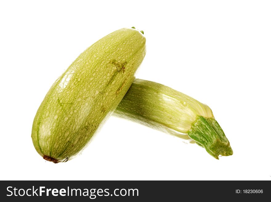 Two green gourds on a white background, with clipping path. Two green gourds on a white background, with clipping path