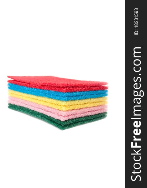 A pile of cleaning cloths isolated on a white background