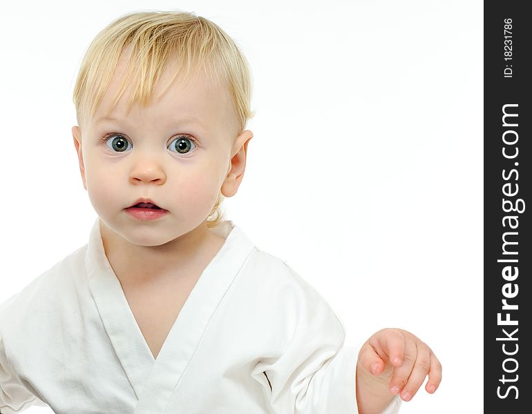 Little boy in kimono on white background. Little boy in kimono on white background